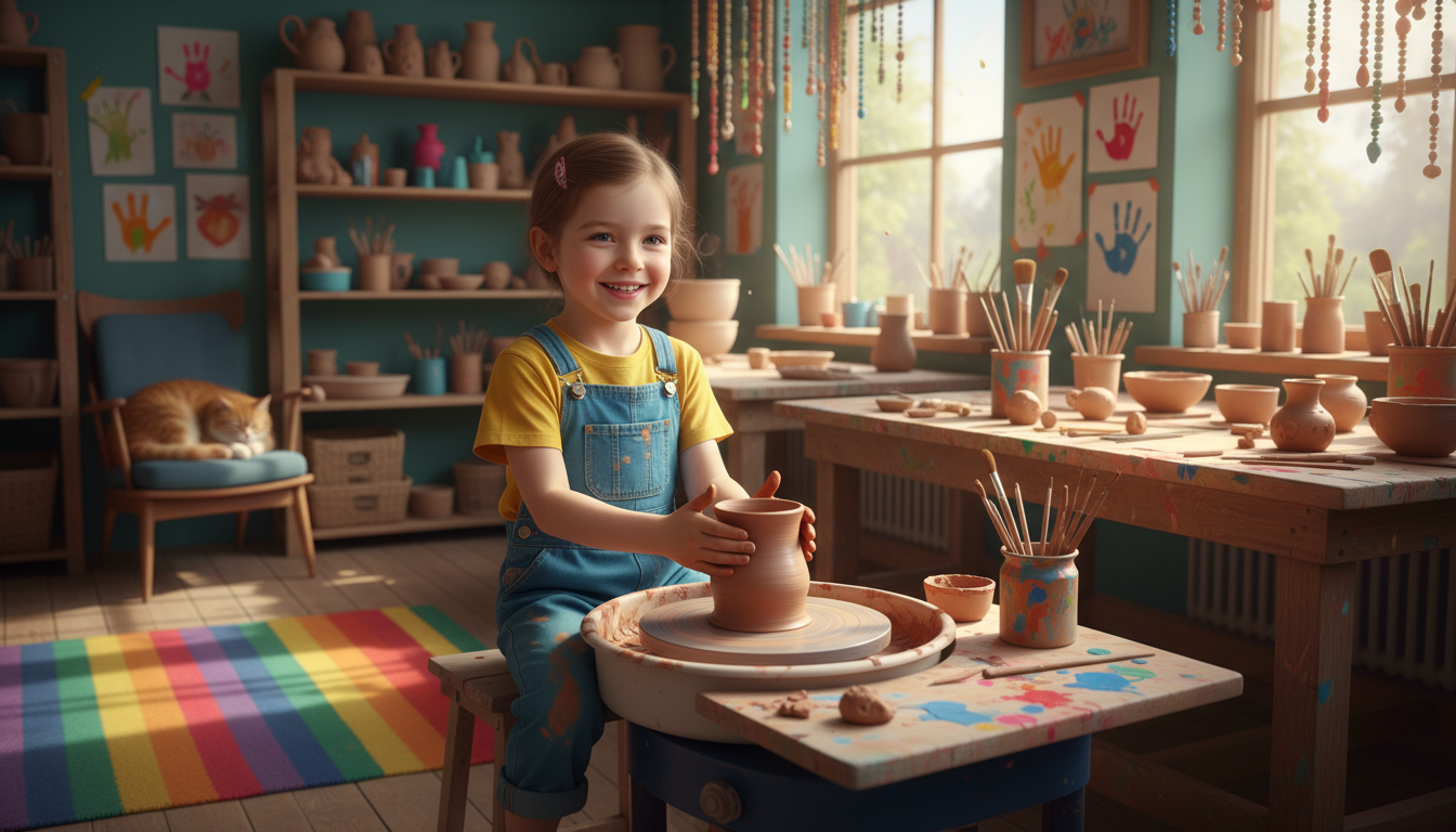 explorez le tour de potier pour enfant, une activité ludique et créative qui stimule l'imagination et développe la motricité fine des plus petits.