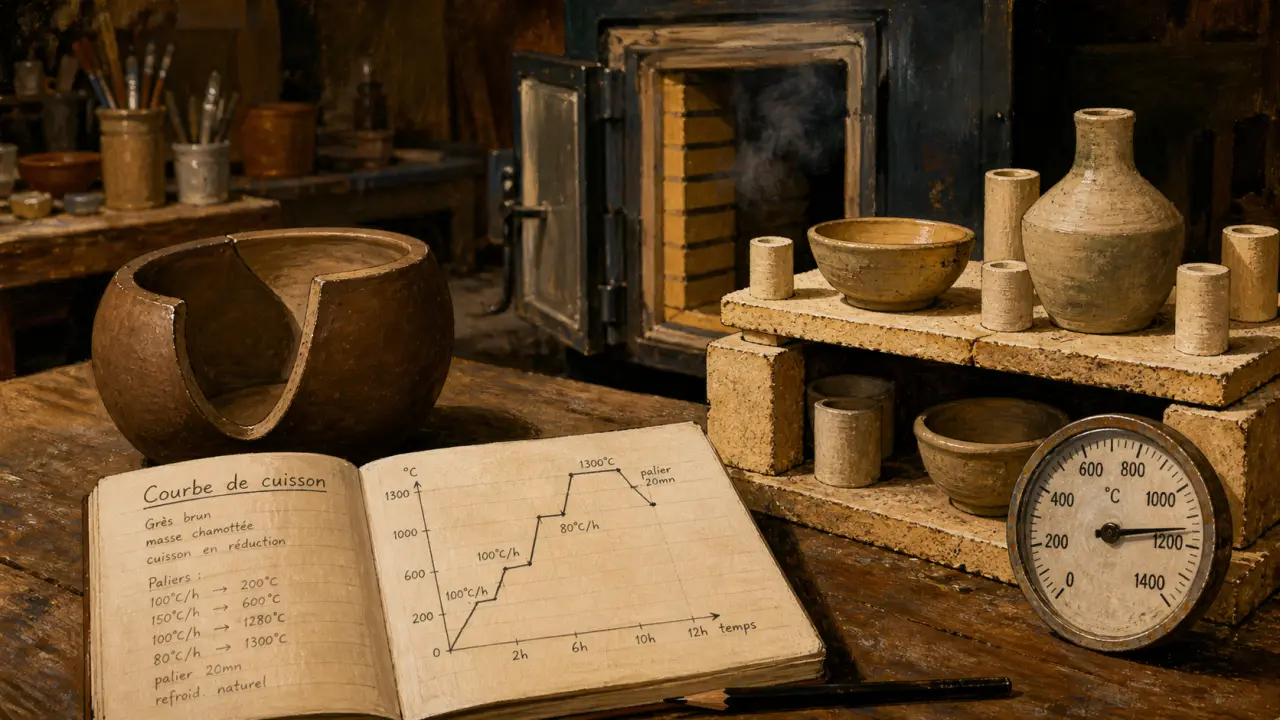 Cuisson poterie dans un four 1000 à 1300 °C, pièces qui peuvent fissurer