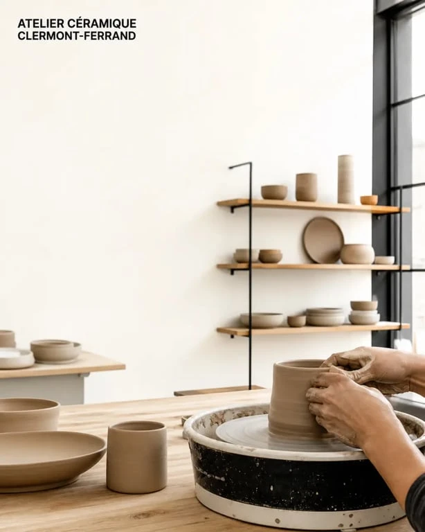 SOL - atelier de céramique à Clermont-Ferrand avec tour de potier, modelage et pièces en grès