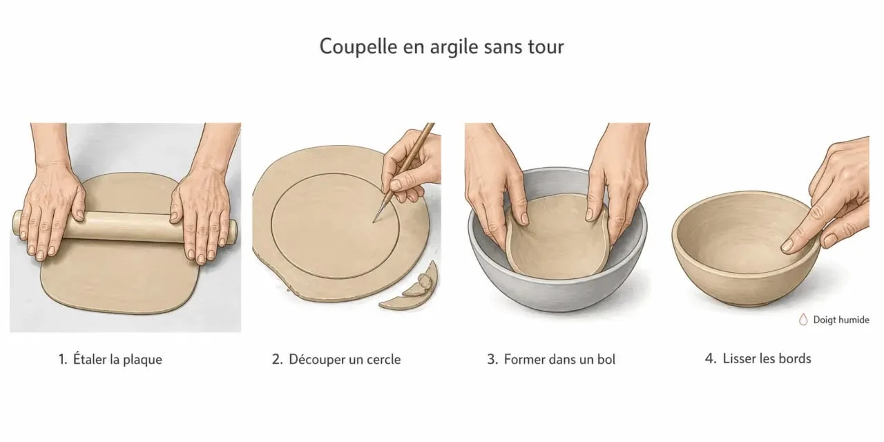 Idée poterie modelage : étapes simples pour fabriquer une coupelle sans tour