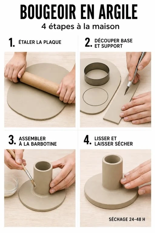 Bougeoir argile autodurcissante : étapes de fabrication pas à pas en DIY