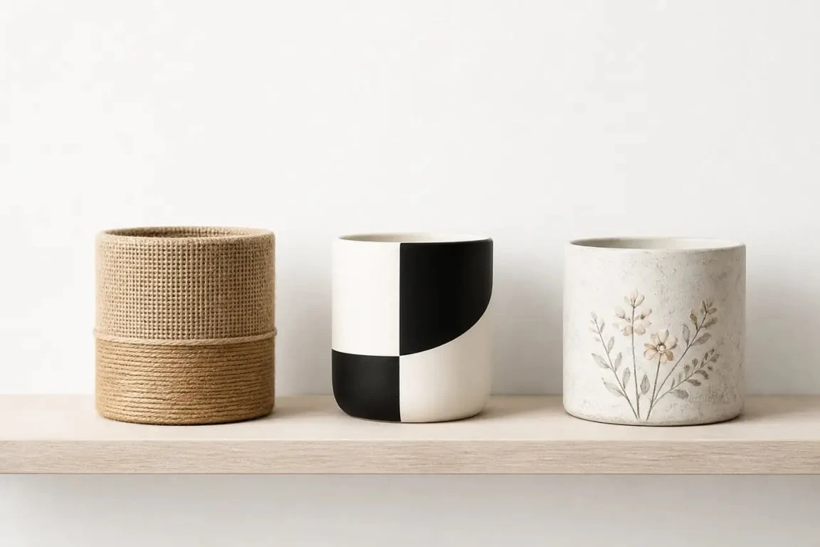 Décorer un pot de fleur avec trois idées de styles bohème, moderne et vintage