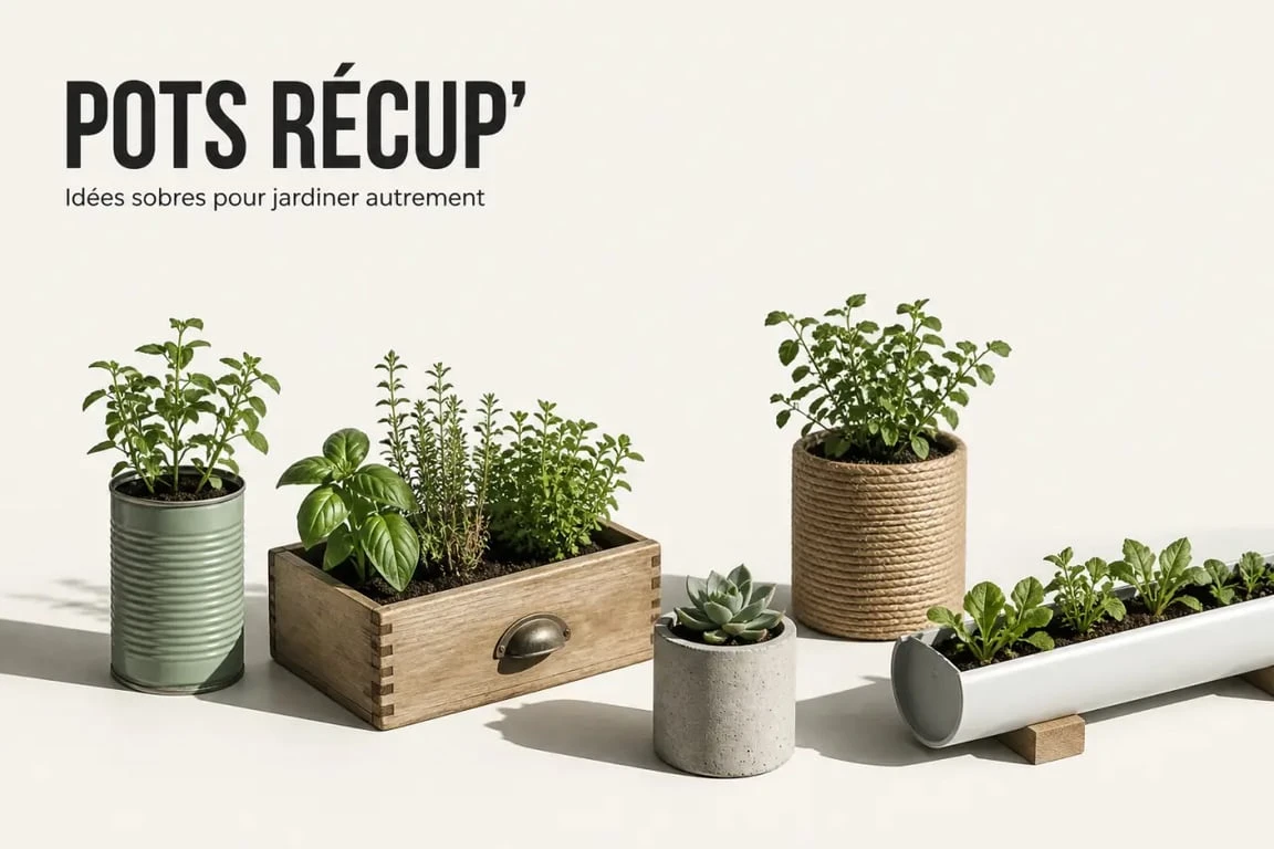Fabriquer des pots de fleurs originaux avec boîte de conserve, tiroir et béton, mise en scène d’atelier