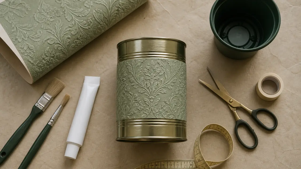 Fabriquer un cache pot facile avec une boîte de conserve et papier peint