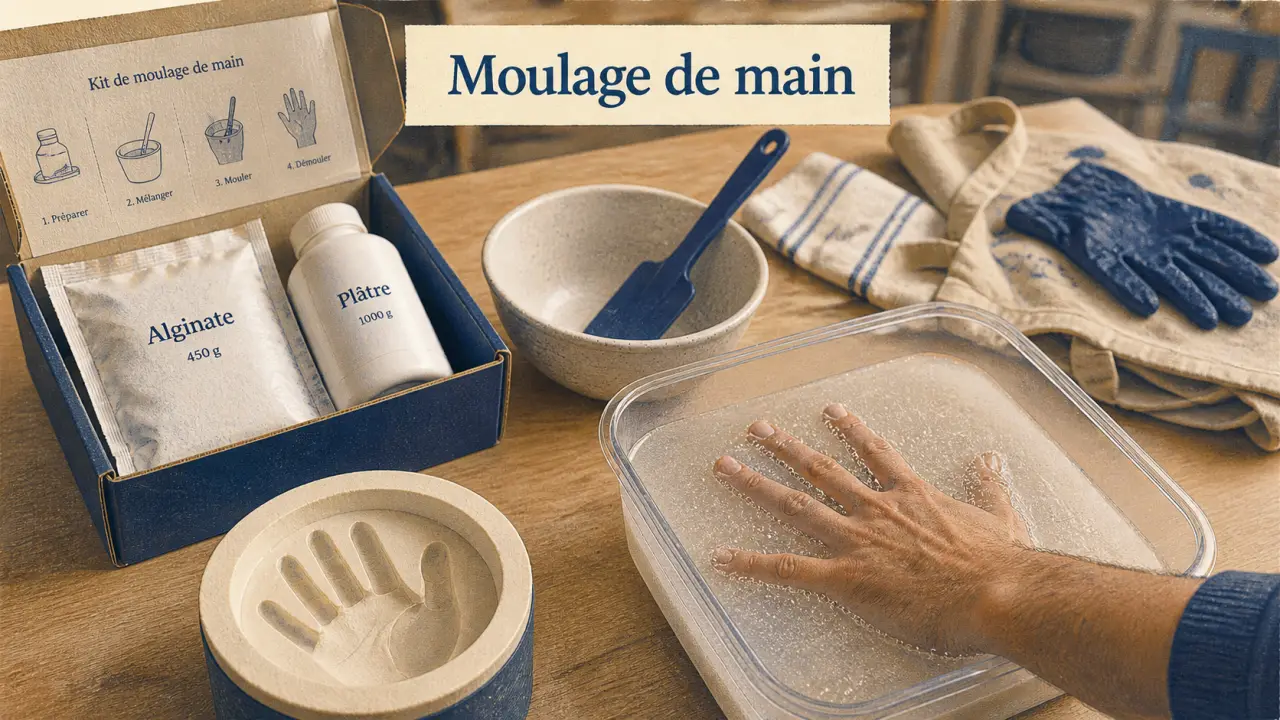 Moulage main réaliste en alginate et plâtre : kit et moule