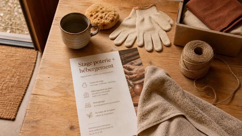 Stage de poterie avec hebergement : chambres, repas, tarifs