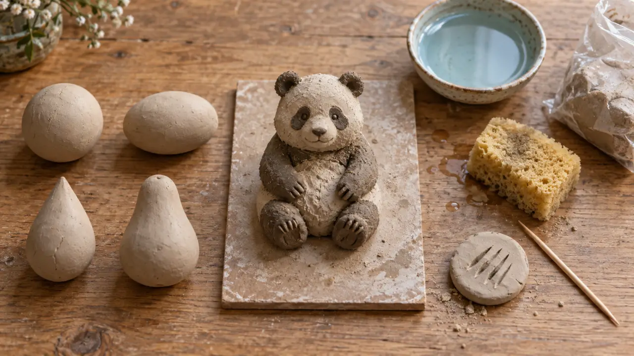 Animaux argile facile : panda en argile et 4 formes simples