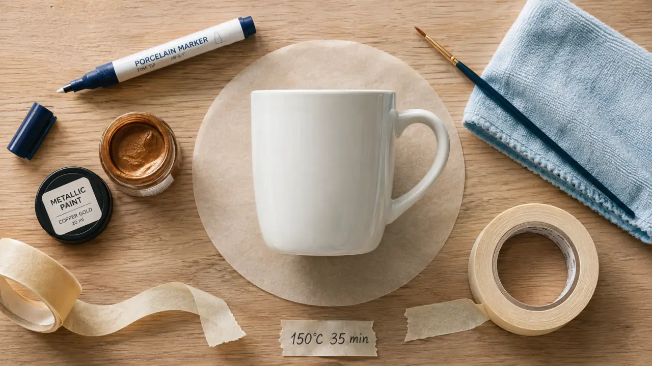Peinture porcelaine 150°C : tasse et matériel pour zones alimentaires