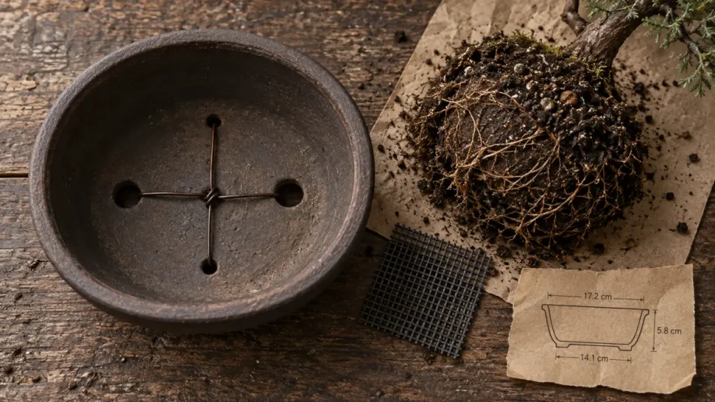 Poterie bonsai : pot adapté aux racines et au drainage