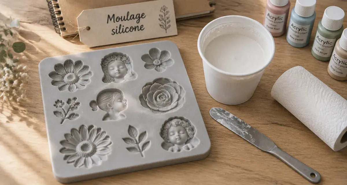 Moules pour plâtre loisirs créatifs en silicone, plâtre lisse, figurines sans bulles